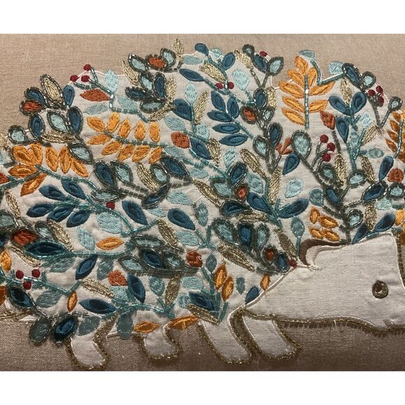 Exquisite Beaded Hedgehog Accent Pillow - Picture 2 of 5